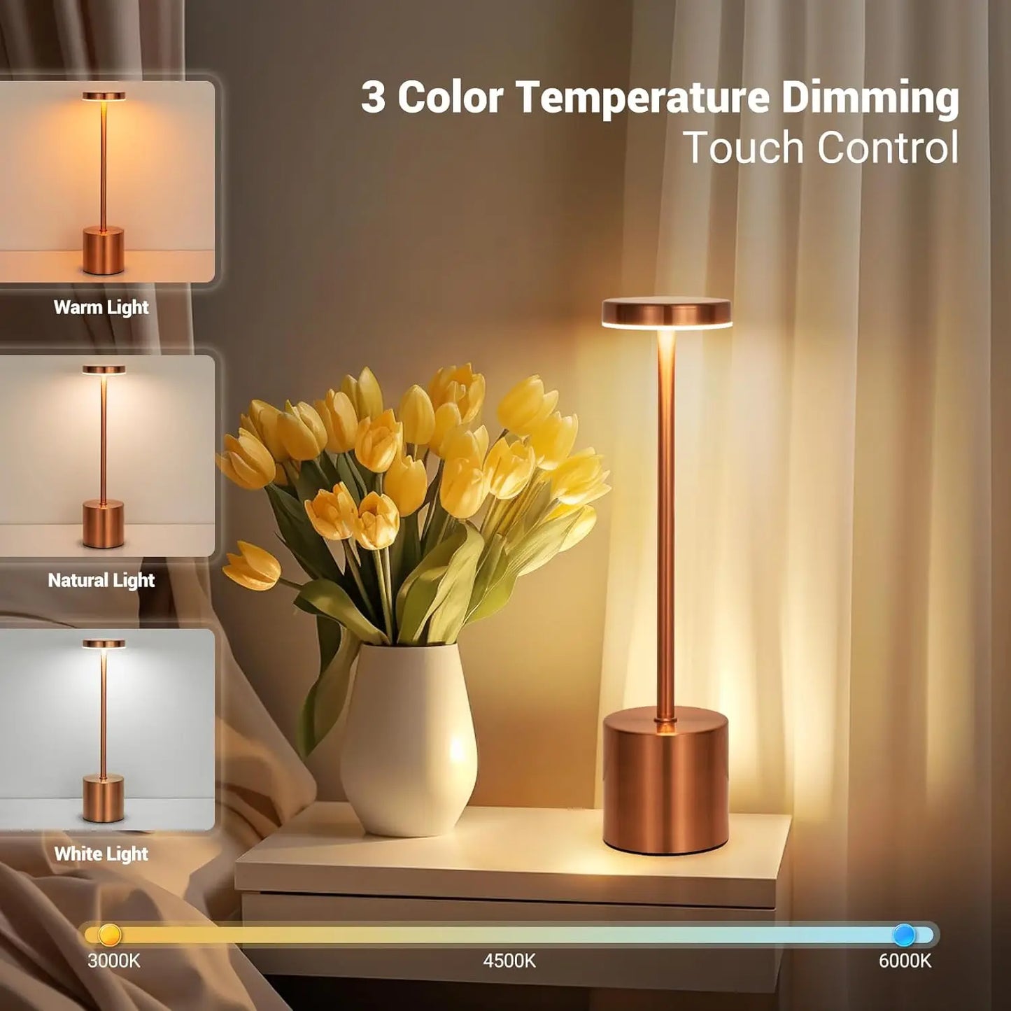 LED Touch Lamp – Elegant Rechargeable Light for Home or Work