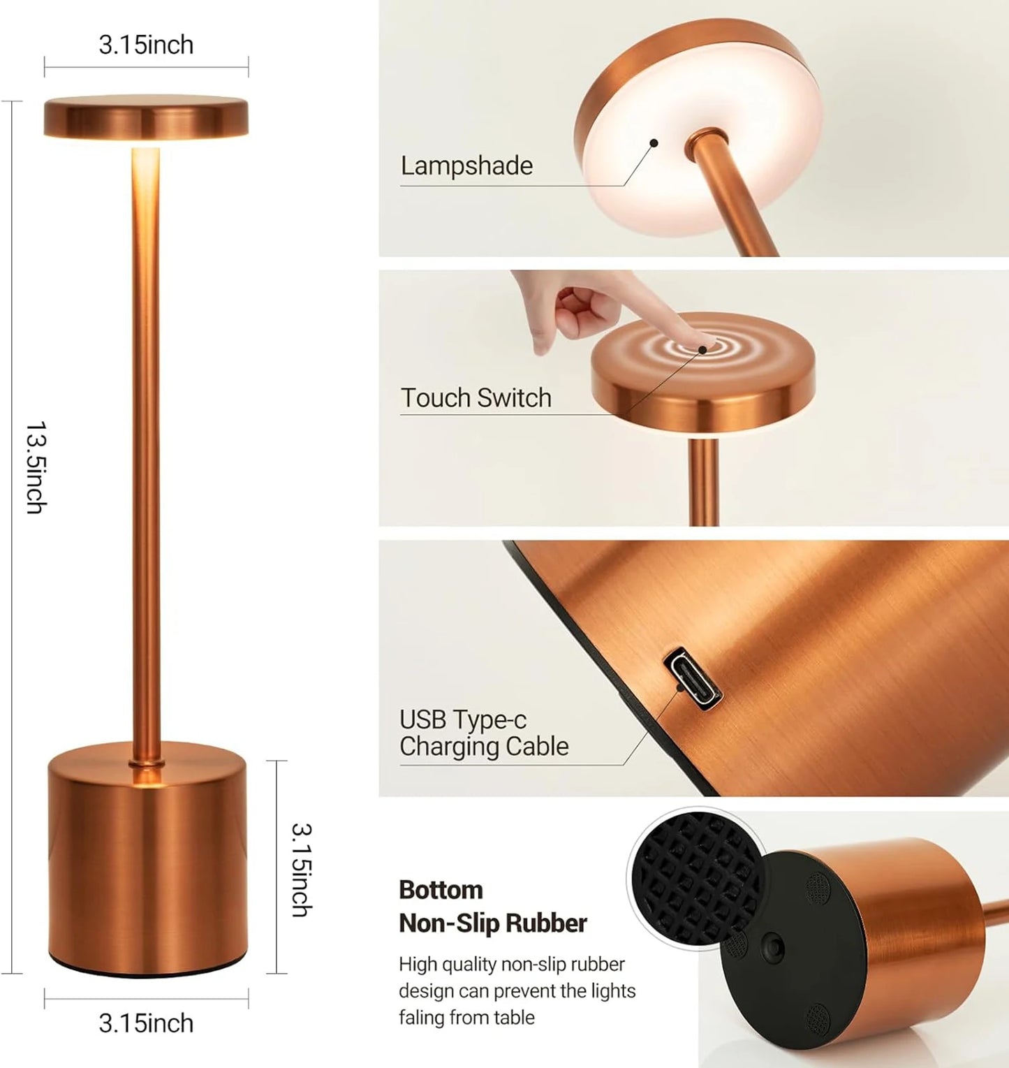 LED Touch Lamp – Elegant Rechargeable Light for Home or Work